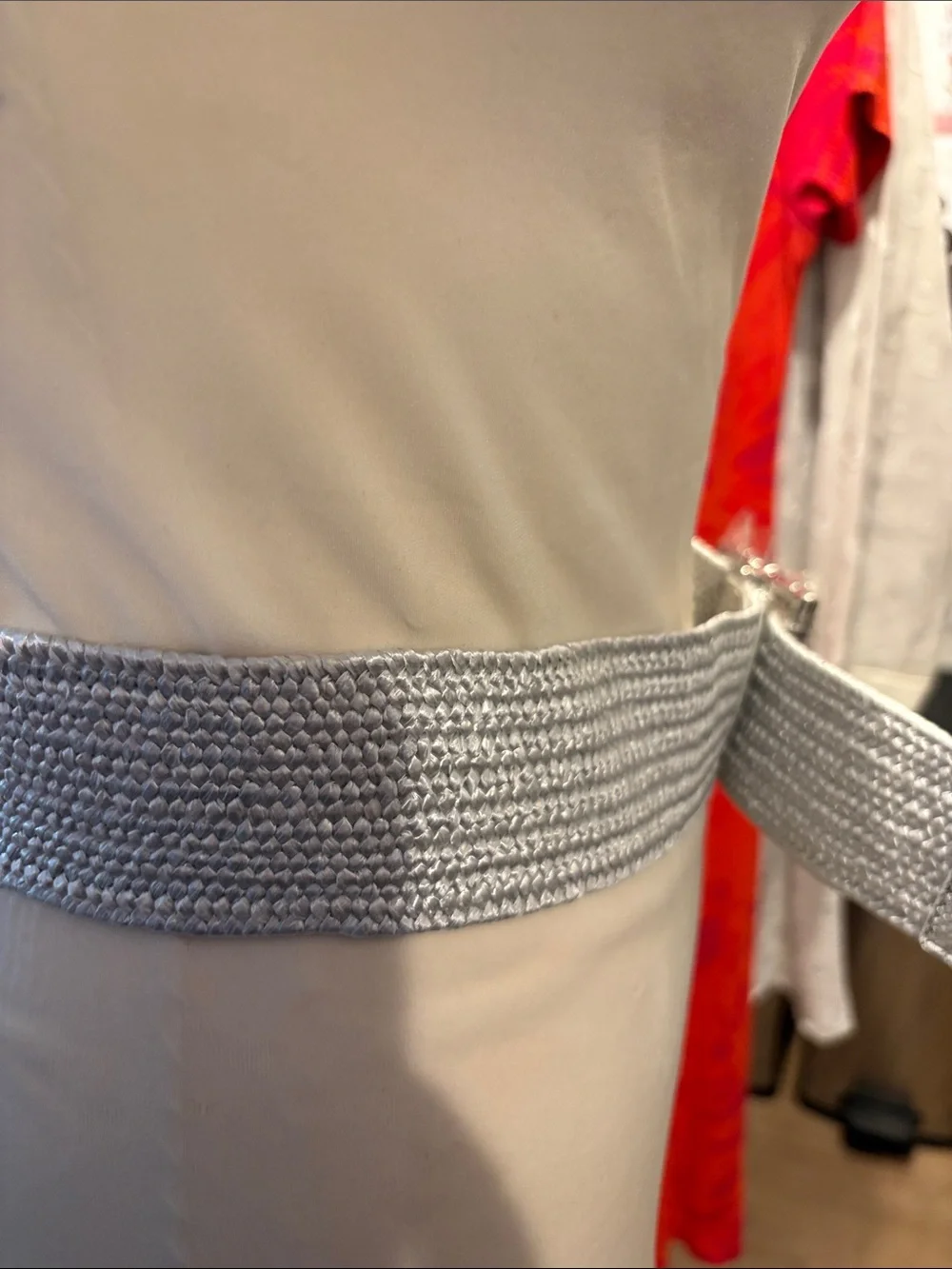 Talbots Silver Woven Stretch Belt with Polished Buckle